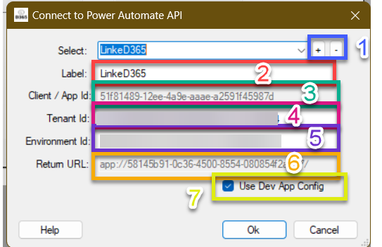 Image showing the Flow Admin Connection Dialog