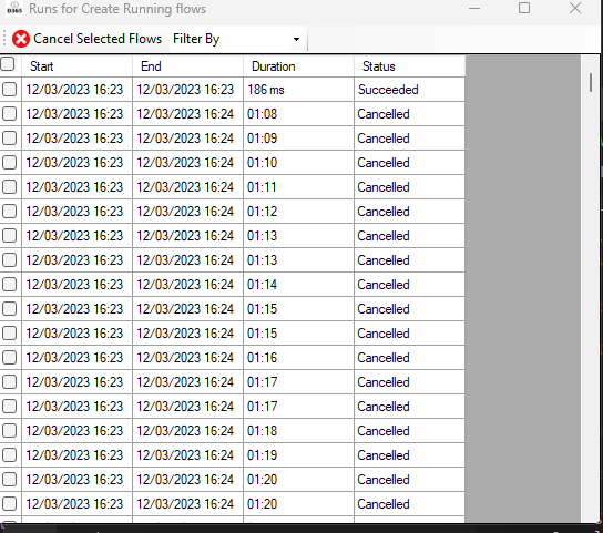 Image showing refreshed flow runs