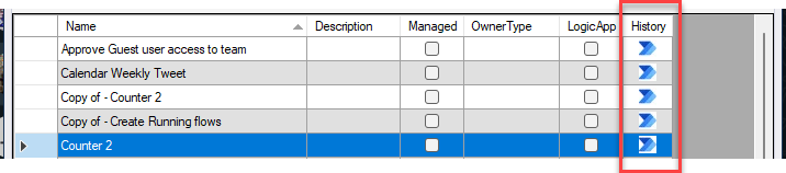 Image showing new History button on Flow To Visio tool