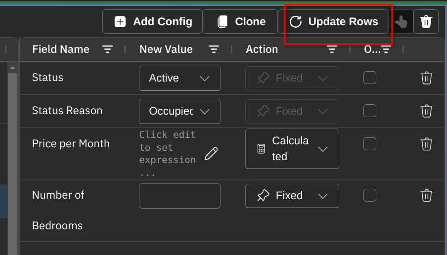 Image of the BulkDatastudio Update Rows button