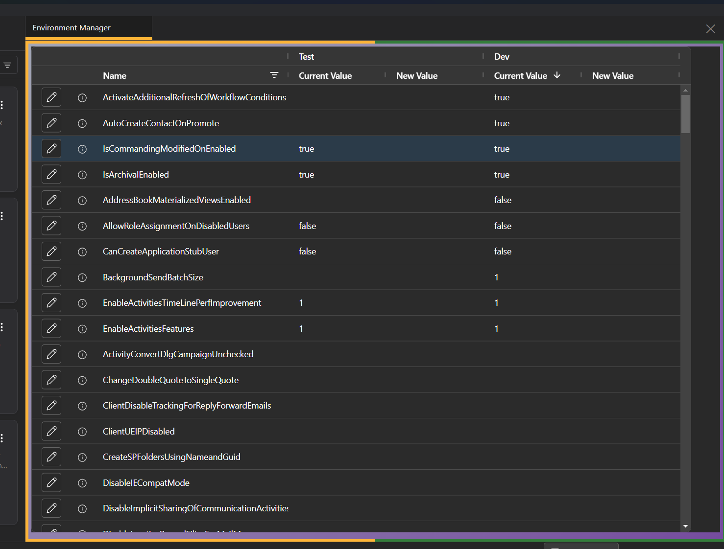 Image of the Environment Manager with multi connections