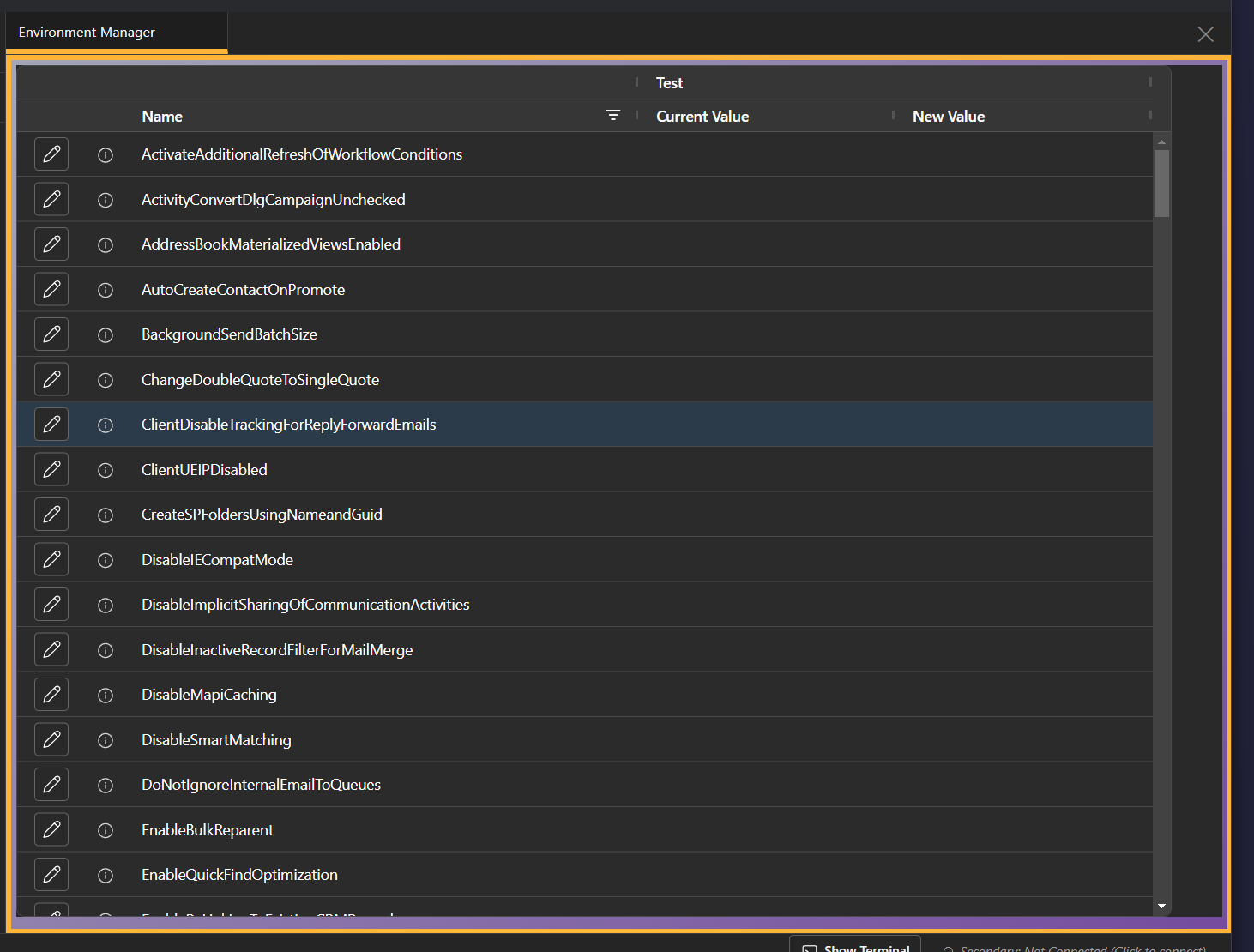 Image of Environment Manager with single connection