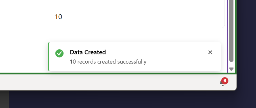 Mockaroo Data Munger data created notification